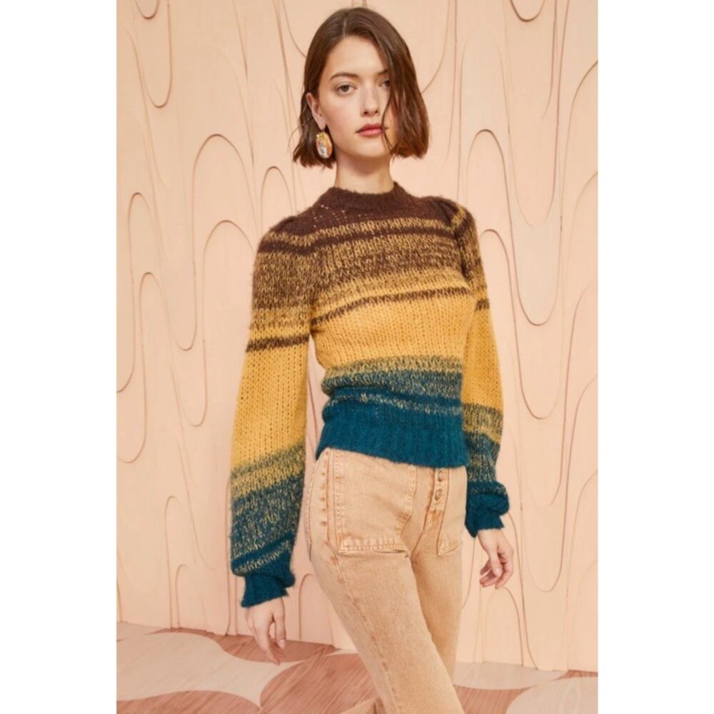 Ulla Johnson Rosalia Baby Alpaca Wool Gradient Knit Sweater Size S